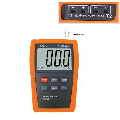 DM6802A+ 3 1/2 Dual Input Digital Industrial Thermocouple Thermometer