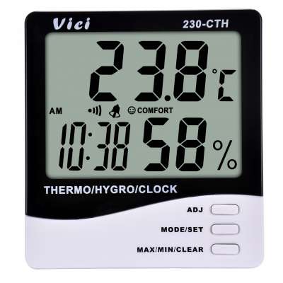 230-CTH CE approved intelligent Indoor Digital C/F Room Thermometer Hygrometer Temperature with clock calendar alarm